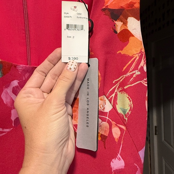 Black Halo Fuchsia Floral Midi Dress - Picture 2 of 6